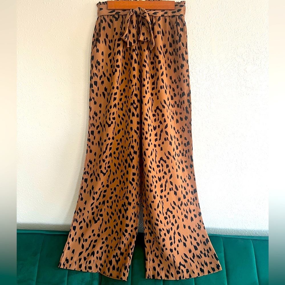 Leopard Print Wide Leg Pants Small/Medium